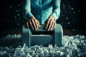 A person shredding sensitive documents the concept of privacy photo