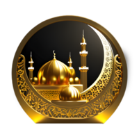 Golden Luxury Mosque on Transparent Background png