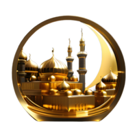 Golden Luxury Mosque on Transparent Background png