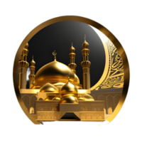 Golden Luxury Mosque on Transparent Background png