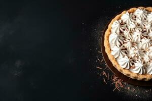 Delicious French Silk Pie dark background with empty space for text photo