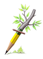 Illustration of pencil and leaf transparent background png