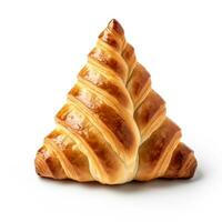 French croissant of Christmas tree shape isolated on white background photo