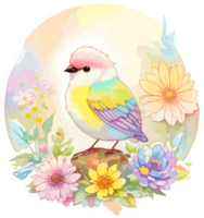 Cute Bird Sticker AI Generative png