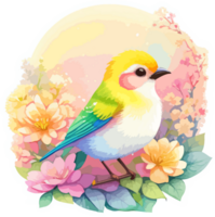 Cute Bird Sticker with AI Generative png