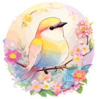 Cute Bird Sticker Illustration AI Generative png