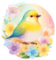 Cute Bird Sticker Illustration with AI Generative png