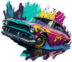 el chapoteo Arte de coche ilustración con ai generativo png