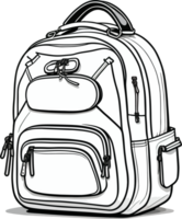 Black and White Backpack Bag Illustration with AI Generative png