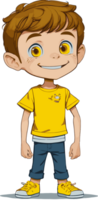 Boy wearing yellow shirt cartoon with ai generative png