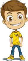 Garoto vestindo amarelo camisa desenho animado ai generativo png