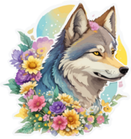 Beauty Wolf Face Sticker with AI Generative png