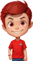 Front View of Smiling Boy Character png