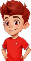 Front View of Smiling Boy wear Red T-Shirt with png