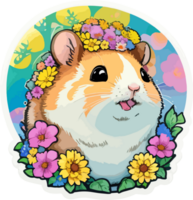 Sticker Cartoon of Chubby Hamster AI Generative png