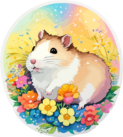 Sticker Illustration of Hamster AI Generative png