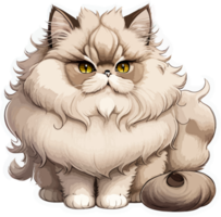 Fluffy Brown Persian Cat Sticker AI Generative png