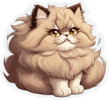 Fluffy Persian Cat Cartoon Sticker AI Generative png