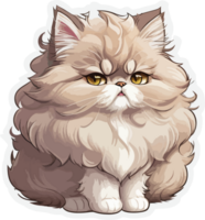 Fluffy Brown Persian Cat Sticker Cartoon AI Generative png