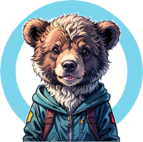 Cartoon of Bear Wearing Hoodie with AI Generative png