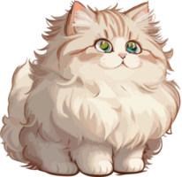 Cute Fluffy Ragamuffin Cat Cartoon AI Generative png