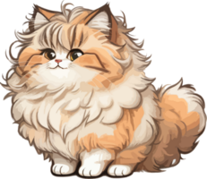 Fluffy Ragamuffin Cat Sticker with AI Generative png