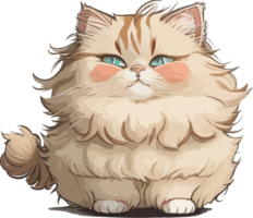 Fluffy Brown Ragamuffin Cat Cartoon AI Generative png