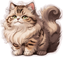 Fluffy Scottish Cat Cartoon with AI Generative png