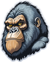 Gorilla Head Cartoon Sticker AI Generative png