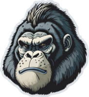 Gorilla Head Sticker Cartoon AI Generative png