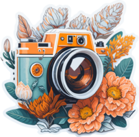 Retro Camera Illustration with AI Generative png