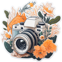 retro camera clip art ai generatief png