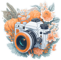 Retro Camera Clipart with AI Generative png