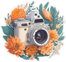 Retro Camera Sticker with AI Generative png