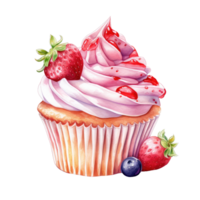 Strawberry Cup Cake AI Generative png