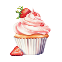 Strawberry Cup Cake AI Generative png