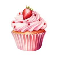 Strawberry Cup Cake AI Generative png