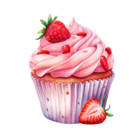 Strawberry Cup Cake AI Generative png