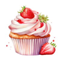 Strawberry Cup Cake AI Generative png