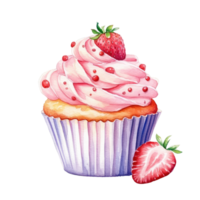 Strawberry Cup Cake AI Generative png