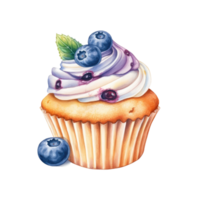 Blueberry Cup Cake AI Generative png