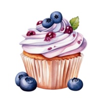 Blueberry Cup Cake AI Generative png