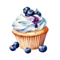 Blueberry Cup Cake AI Generative png