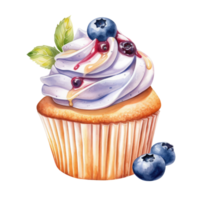 Blueberry Cup Cake AI Generative png