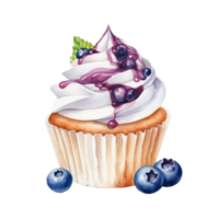 Blueberry Cup Cake AI Generative png