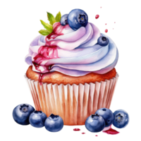 Blueberry Cup Cake AI Generative png