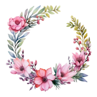 Summer Floral Wreath AI Generative png