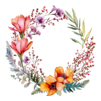 Summer Floral Wreath AI Generative png