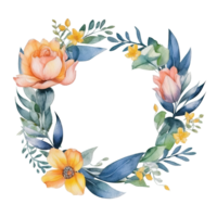 Summer Floral Wreath AI Generative png