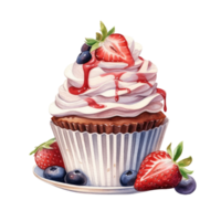 Chocolate Strawberry Cup Cake AI Generative png